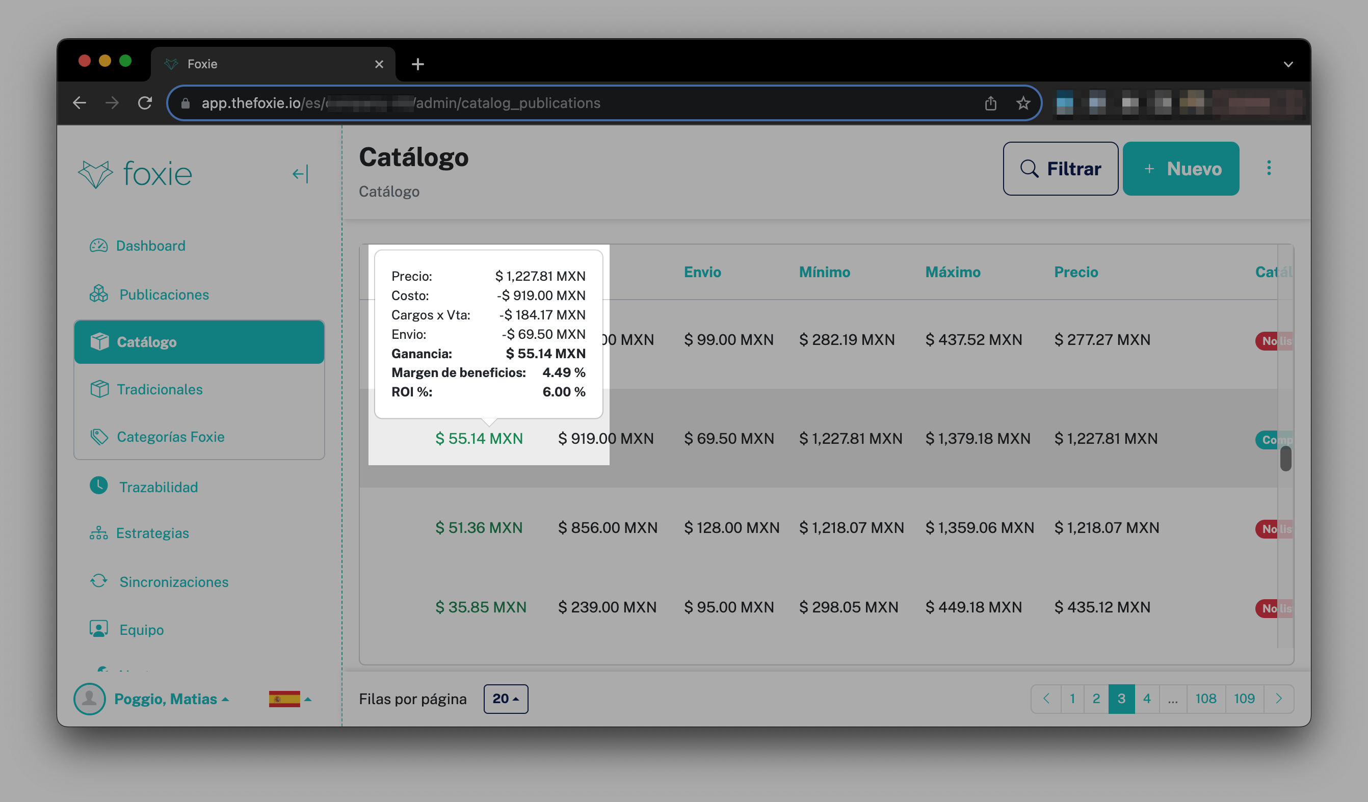 Imagen sobre información de rentabilidad en el dashboard